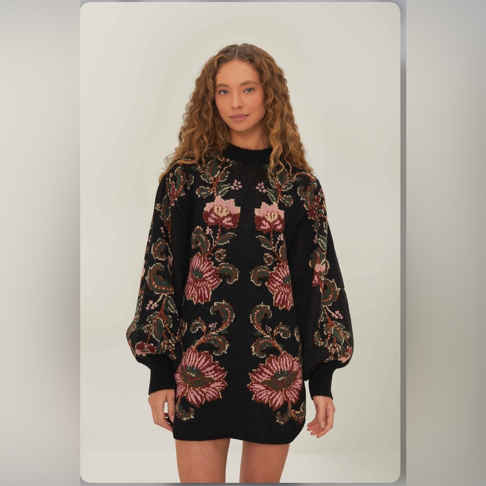 Last Chance!!! Farm Rio Black Ravenala Knit Mini Dress